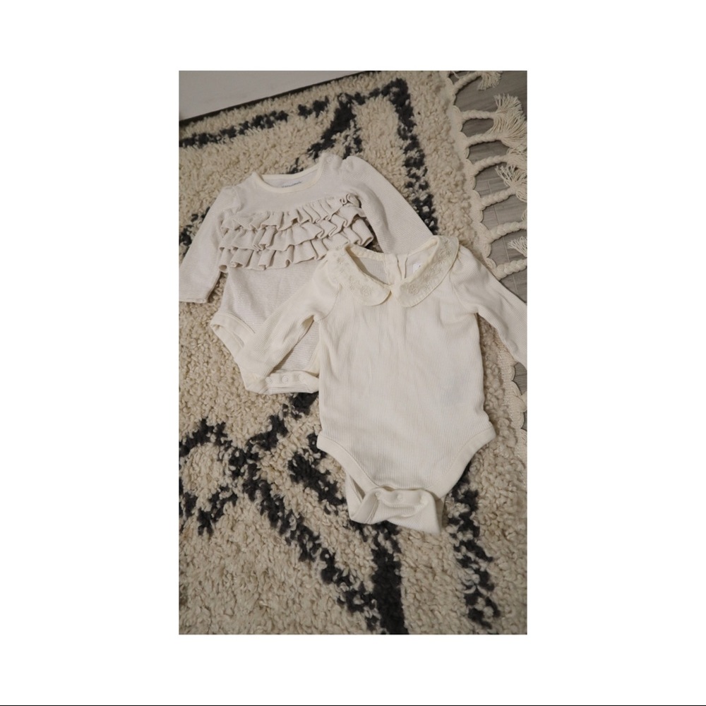 long sleeve ruffle + peter pan collar onesie